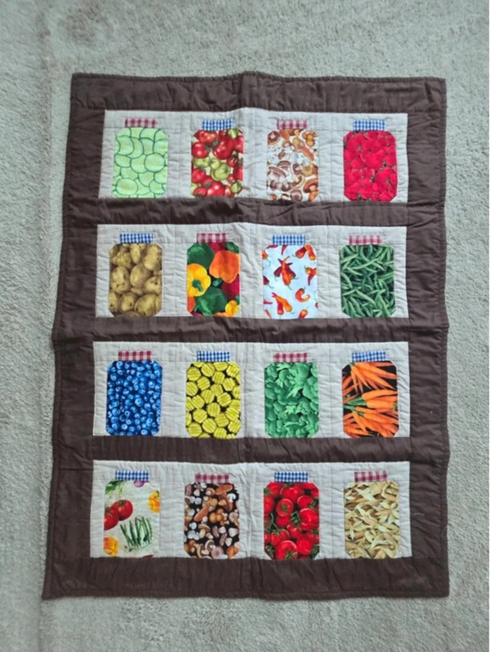 Handmade Canning Jar Quilt Wall Hanging Fruit Vegetable Kitchen Farmhouse Decor